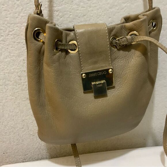 Jimmy Choo [Authentic] Ryad Sandy Brown Leather Flip Lock Crossbody Bag - Picture 7 of 16